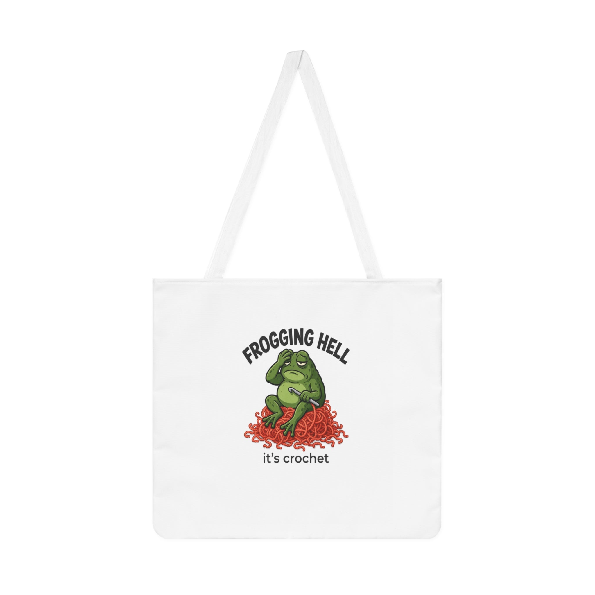 Crochet Frog Tote Bag — "Frogging Hell It's Crochet" Shoulder Tote